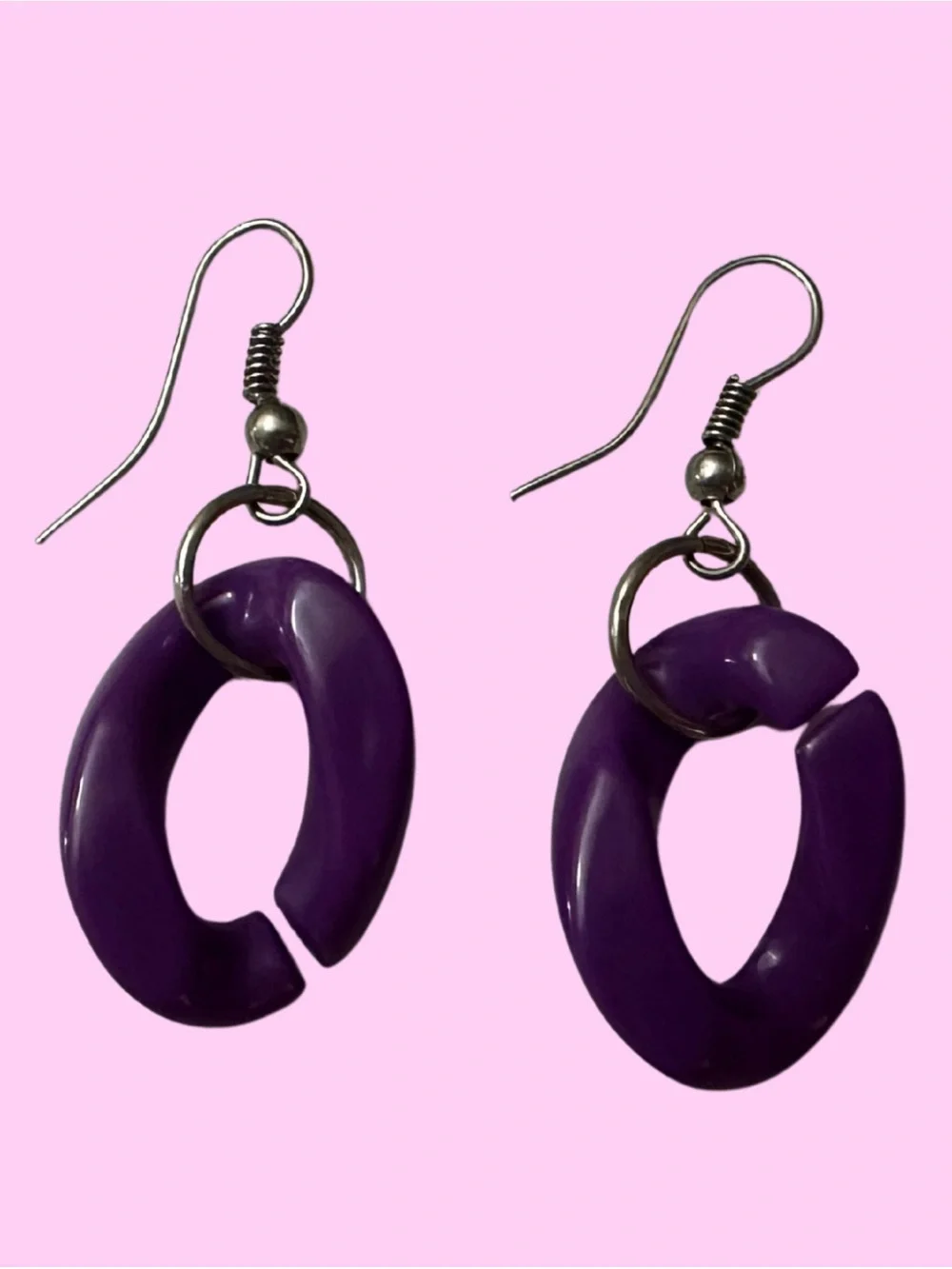 Bold Purple Hoop Drop Earrings for Women
